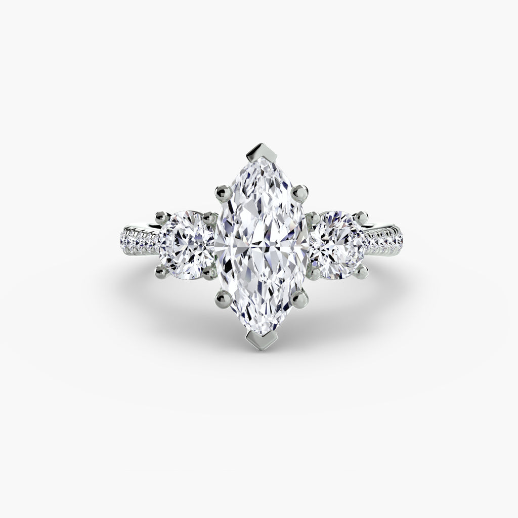 Three-Stone with Pavé Band