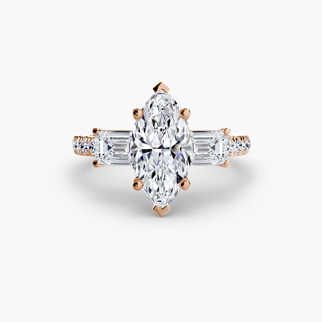 Three-Stone Ring with Pavé Band 4