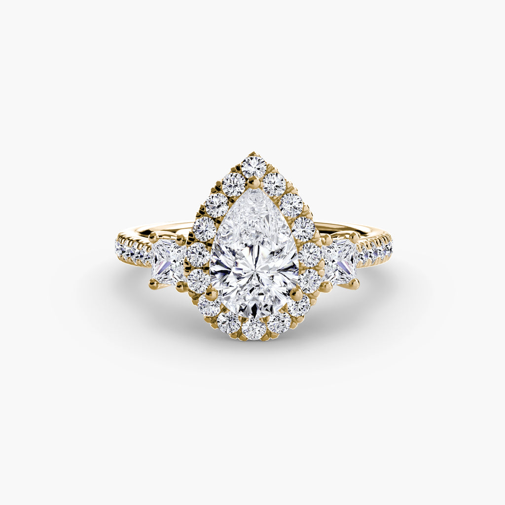 Three-Stone Ring with Halo 2